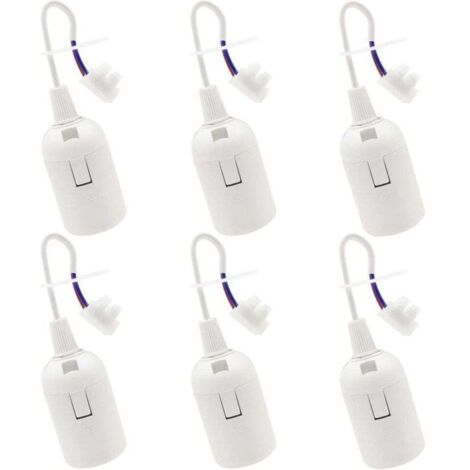 6 PCS Douille de Lampe E27 Support d'ampoule E27 rénovation Douille Blanc Douille de Bâtiment avec Câble Douille de Chantier (1/4)