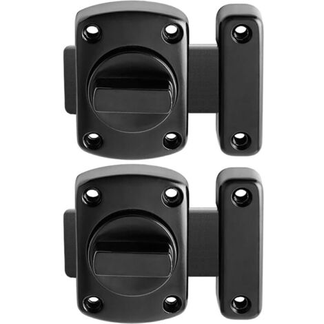 2 PCS loquet verrou de porte de salle de bain de fenêtre de cabinet pivotant verrou de sécurité à loquet et WC loquet acier inoxydable brossé verrou Noir 53mm (1/4)