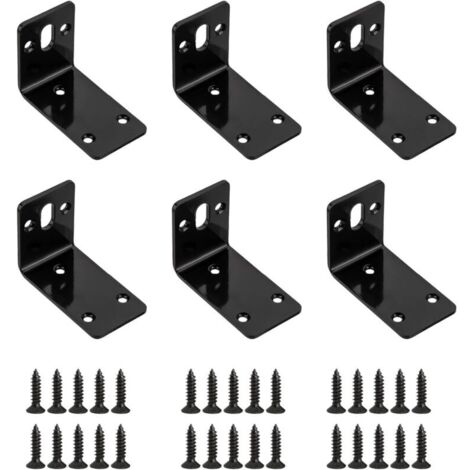 Mitraille avec trou long, 4 pièces d'angles de plaque de trous Support de charge lourde de coin en métal, Attache d'angle de 90 d (1/4)