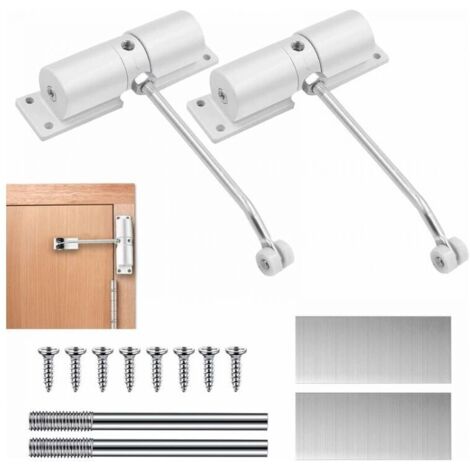 2 Pièces Ferme Porte Automatique, Réglable Ferme Porte à Ressort pour Portes Jusqu'à 30 kg, Groom Fermeture Porte avec Tige de Réglage, Plaque de Montage et Vis pour le Bureau à Domicile