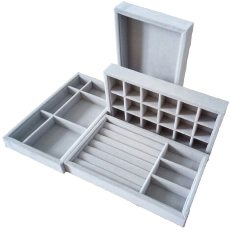 Lot De 2 Plateaux De Rangement En Velours Avec 2 Emplacements