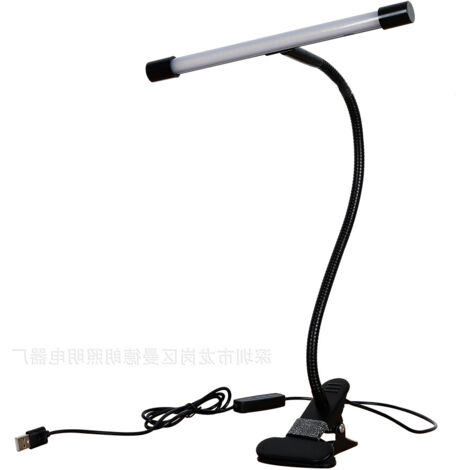 Lampe de livre LED réglable avec pince à col de cygne 5 LED AAA alimenté par batterie Flexible lampe de bureau de lecture de nuit ordinateur portable blanc oid  39