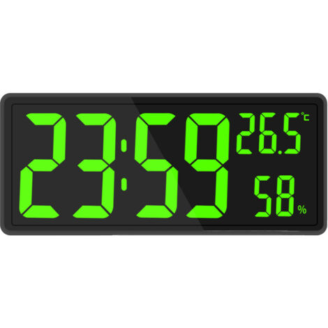 Horloge murale numérique LED rectangulaire – Affichage température et humidité – Écran clair pour chambre et bureau