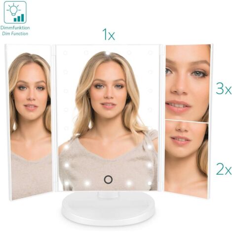 Miroir Lumineux LED 3 Faces à Poser - Miroir Maquillage Triptyque