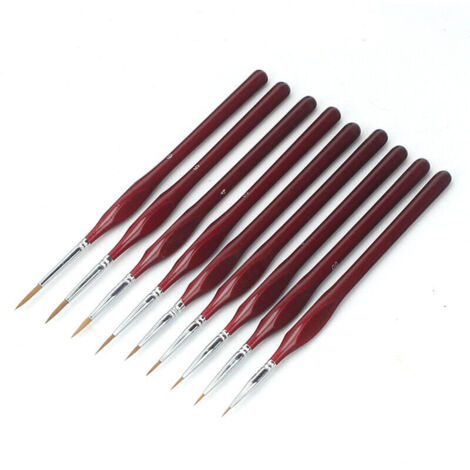 Détail Pinceau, 9 pcs Peinture Pinceaux Acrylique pour la Peinture à L'aquarelle Gouache et Acrylique, Idéal pour des détai (1/4)