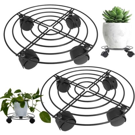32 cm Porte Plante à roulettes, 2 Pièce Supports De Pots De Fleurs à roulettes Métal avec Roues Verrouillables pour Intérie (1/4)