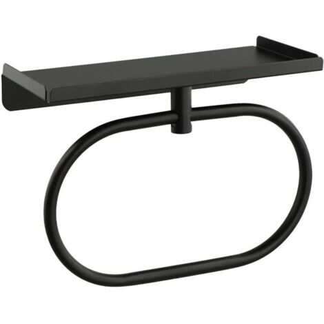 (noir) Anneau porte serviette ovale en acier inoxydable résistant à l'humidité, solution de rangement pour un séchage rapide (1/4)