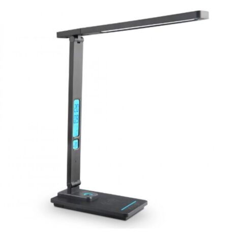 Noir, Lampe de Bureau LED avec Chargeur sans fil 10W, USB Recharge, Réglable Lampe de Table protection des yeux avec Écran LC