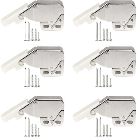 Lot 6 loqueteaux tactiles à ressort Mini verrous push‑to‑open pour armoires, avec vis de montage