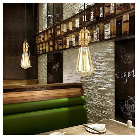 FTVOGUE Support de lampe E27 vintage avec chaîne, interrupteur, support de lampe monté au plafond (01 FTVOGUE Support de lampe E27 vintage avec chaîne, interrupteur, support de lampe monté au plafond (01