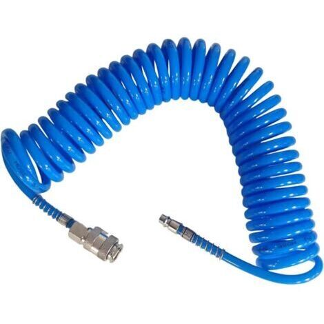 Tuyau Air Comprimé 6 m, PU Tuyaux Compresseur d Air, Tuyau Pneumatique Antidéflagrant avec 1/4" Connecteur, Diamètre 5 × 8 mm, pour Transport de Gaz(Bleu)