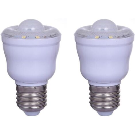 Lot de 2 Ampoules à détecteur de mouvement PIR avec Culot E27,2W, Blanc Chaud 3000K, Veilleuse Automatique On/Off,Cour AC 220-240V,Non dimmable (1/4)