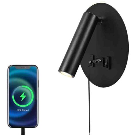Applique murale LED 3W + 8W, 3000K, liseuse de lit avec port USB, lumière réglable pour chambre, salon, escalier et hôtel. (1/4)