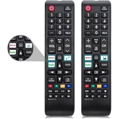 Lot de 2 télécommandes universelles pour téléviseur Samsung, télécommandes de remplacement pour téléviseur Samsung, compatibles Netflix, télécommandes Hulu à bouton IR, compatibles avec tous les télév