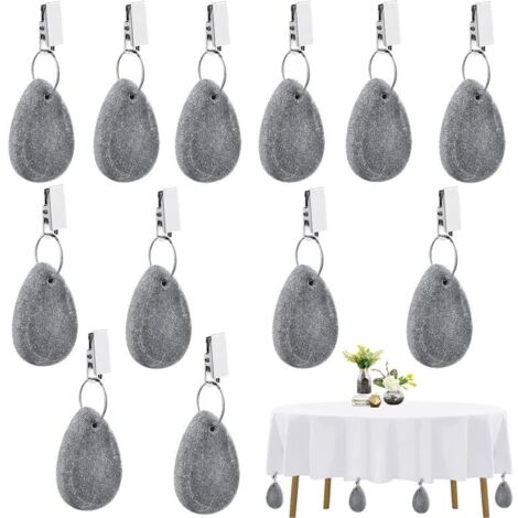 12 Pcs Poids pour Nappe de Table avec Pinces Marbre Naturel de Poids Nappe Fête Pierre Pendentif Nappe pour Exterieur Jardin pour intérieur (1/4)