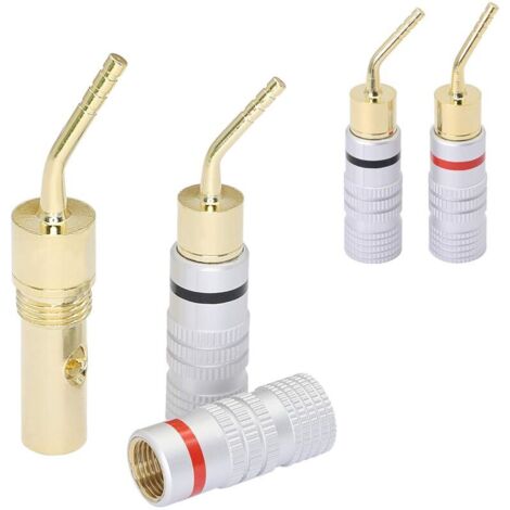 Lot de 4 fiches banane 2 mm plaquées or à vis, connecteurs audio pour câble d’enceinte (1/4)