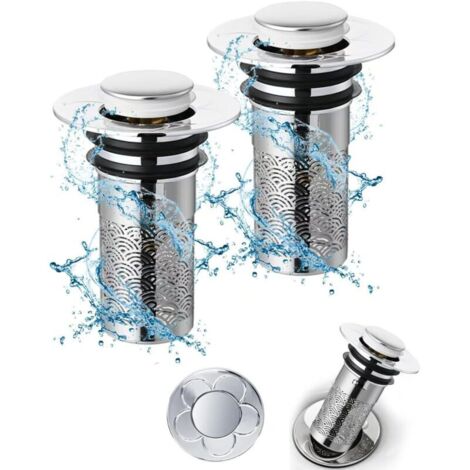 Bouchon Lavabo Pop Up 34 40mm, Lot de 2 Filtre Anti Clogging pour Cuisine et Salle de Bain, Accessoires Pratiques (1/4)