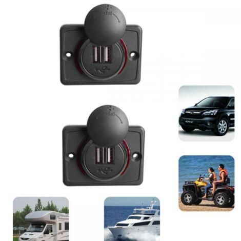 Lot 2 chargeurs voiture 3.1A, double prise USB 12V, panneau encastrable alimentation rapide (1/5)