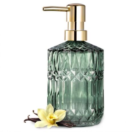 Distributeur de Savon en Verre Transparent Design Élégant avec Pompe ABS, Parfait pour Cuisine et Salle de Bain, Vert