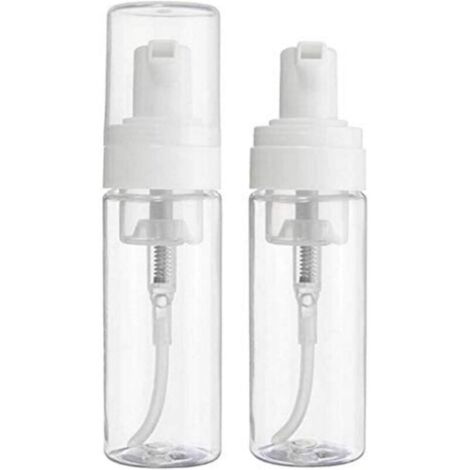Lot de 2 Distributeurs de Mousse Vides 100ml Transparent Bouteilles de Voyage pour Savon et Nettoyant Visage