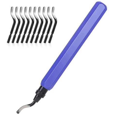 Outil D'ébavurage Manuel, 1 Manche en Métal + 11 Lames BS1010 HSS Lames D'ébavurage Rotatives en Métal à 360° pour Tuyaux D'impression 3D, Plastique (1/4)