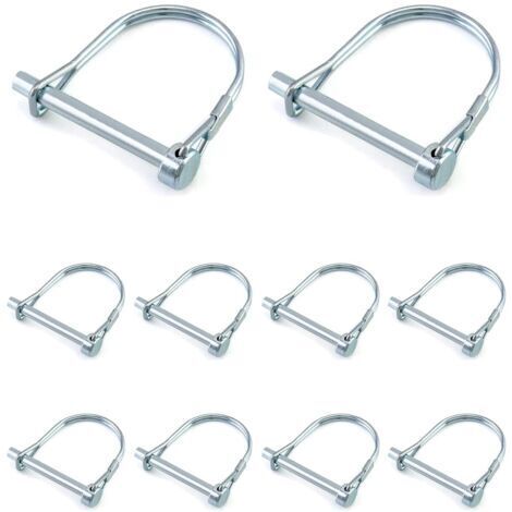 10 Pcs Goupille de Verrouillage Forme D, Goupille Securite en Acier au Carbone Galvanisé pour Jardin Pelouse Remorques 6 x 50 mm (1/5)