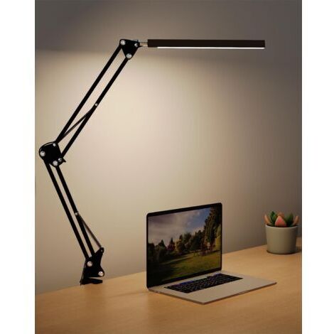 LED 3 modes de couleur, 9 niveaux de luminosité, bras rotatif réglable, protection des yeux, noir, adapté à la maison, au bureau ou à l’étude (1/5)