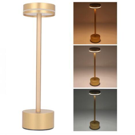 Lampe de Table sans Fil 1800 MAh à Piles 3 Couleurs à intensité Variable, Lampe de Bureau LED Rechargeable avec Contrôle Tactile pour la Maison, la Chambre à Coucher, le Bureau,