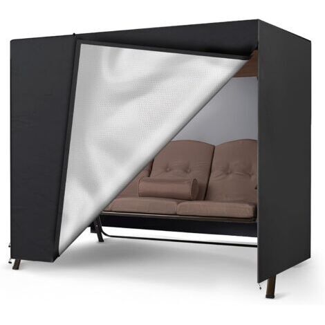 Housse De Protection Pour Balancelle 3 Places, 210d Oxford Housse De Balancelle, Anti-Uv, RéSistante à L'Hiver, Charge Lourde, Pour Meubles De Jardin (220x140x170 CM Noir)