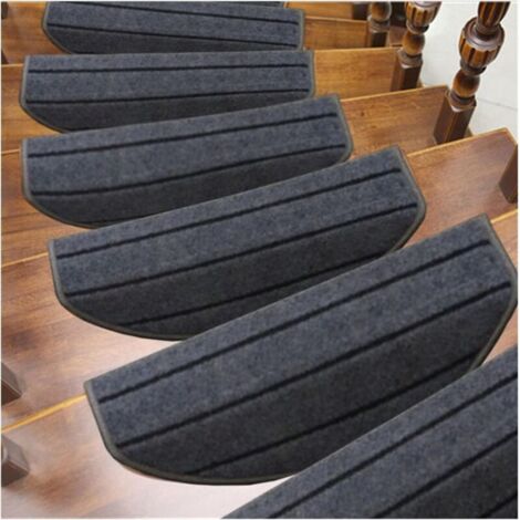 (Couleur : Rayures grises, Taille : 65 cm x 24 cm x 3 cm) Tapis d'escalier 6 pièces Tapis d'escalier Tapis à usage répété Tapis d'escalier auto adhésif (1/3)