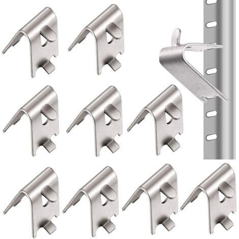 10 Pièces Inoxydable Carré Clips Réfrigérateur, Étagères Réfrigérateur à Clip, 1,5 mm Épaissir Acier Inoxydable 304 Durable Supports Tablette Congélateur pour Réfrigérateur, Congélateur (Argent) (1/5)