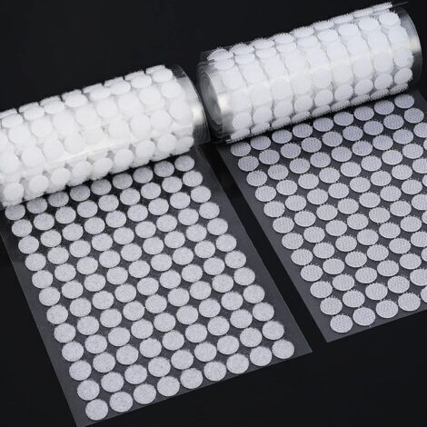 Autocollants ronds à gratter, 504 paires de cercles de 10 mm avec crochet et boucle auto-adhésifs, 1008 pièces de tampons adhésifs auto-adhésifs à crochet et boucle, coins de support auto-adhésifs