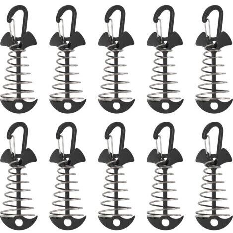 Piquets d'ancrage de terrasse, 10 pièces en alliage d'aluminium coupe-vent avec boucle à ressort, ancre portable pour le camping en plein air (1/5)