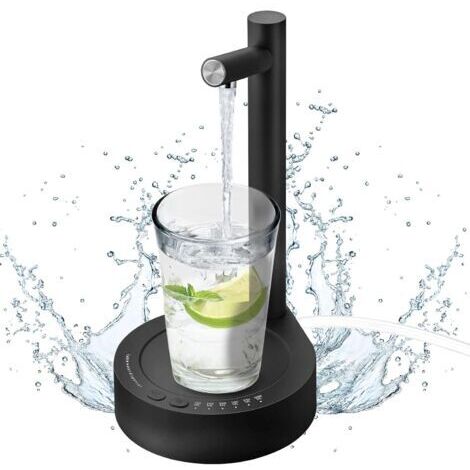 Distributeur D'eau de Bureau, Pompe à Eau Électrique Amovible à 6 Niveaux De Débit, Avec Plateau, Potable USB Chargeant La Pompe à Eau pour Bouteilles Universelles De 5 Gallons (Noir) (1/5)
