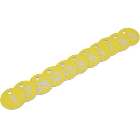 Étiquettes Numérotées Ruches, 50 Étiquettes Rondes Plastique ABS avec Trous 4mm, Disques Gravés 3,5cm pour Apiculture et Gestion de Bétail 1-50 (1/5)