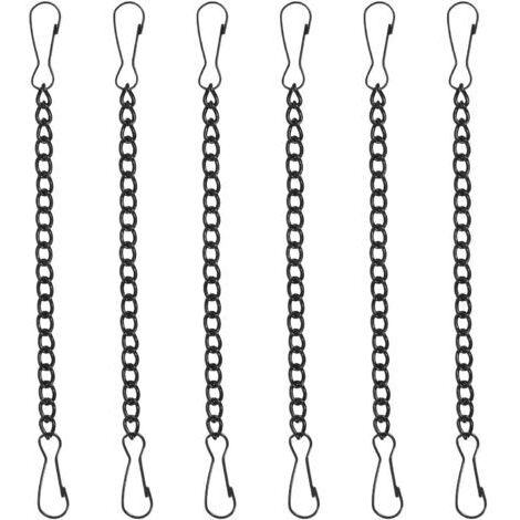 Lot de 6 Chaînes Suspendre en Métal Noir 10 Cm Verrou à Double Extrémité, pour Panneaux de Porte, Signalisation Incendie Suspendre de Tableaux, Chaîne Acier Robuste pour Usage
