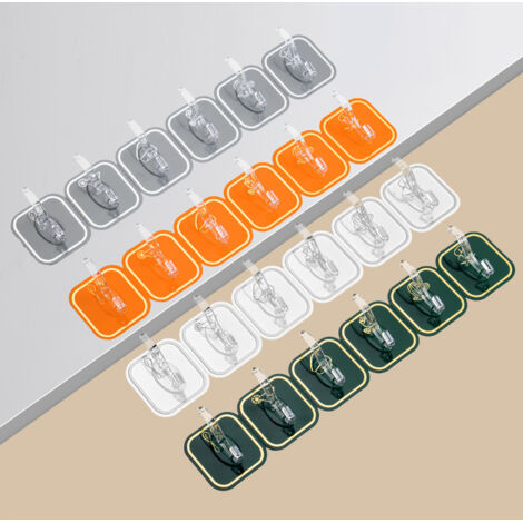 Crochets Adhésifs Multiples Luxe Sans Perçage - Lot de 4 (4 Couleurs, 6 Crochets/Unité)-lsw (1/5)
