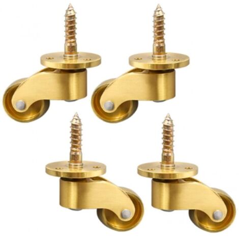 Ensemble de 4 roulettes universelles en laiton massif, roues de meubles pivotantes à 360 degrés, roulettes de meubles 22x57mm (1/4)