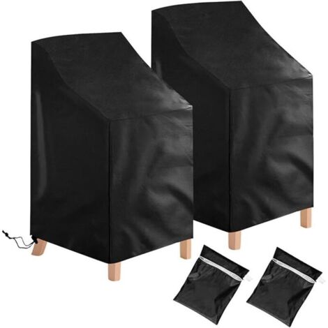 Lot de 2 housses de protection pour chaises de jardin - Imperméables, coupe-vent, résistantes aux UV - En polyester Oxford - (1/4)