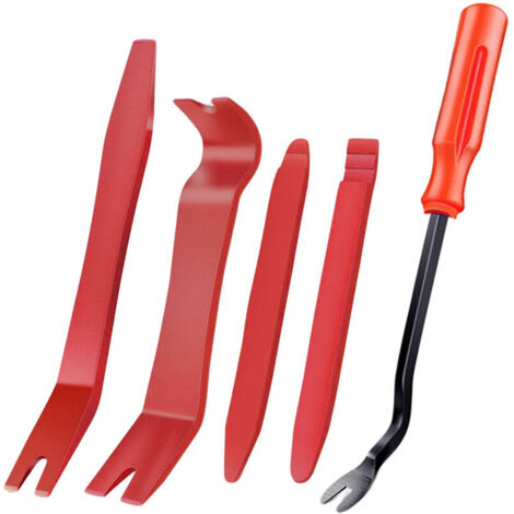 5 Pièces Outil de Suppression de Garniture,Auto Outil pour Panneau,Démontage Autoradio Garniture,(Rouge)1825cm (1/3)