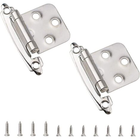 Charnières de porte, 1 paire de charnières pour armoires, placards, portes de garde-robe (argent) (1/4)