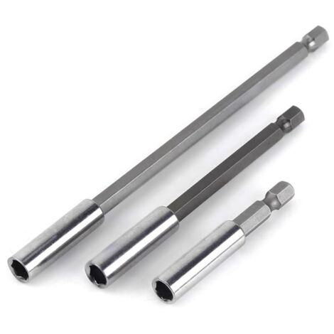 3Pcs Extensions Magnétiques De Porte-Embouts 75 100 150Mm Changement 1/4 De Pouce De Tige Hexagonale (1/4)