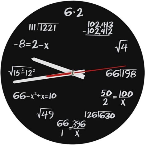 Horloge Murale Mathématique, 12 Pouces Équation Mathématique de Nouveauté Unique Horloge avec Équations Mathématiques Sim (1/4)