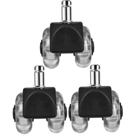 3 pièces Lot de Roulettes Pivotantes Robustes pour Chaise de Bureau et Fauteuil Gamer Roues de Remplacement Silencieuses pour M (1/4)