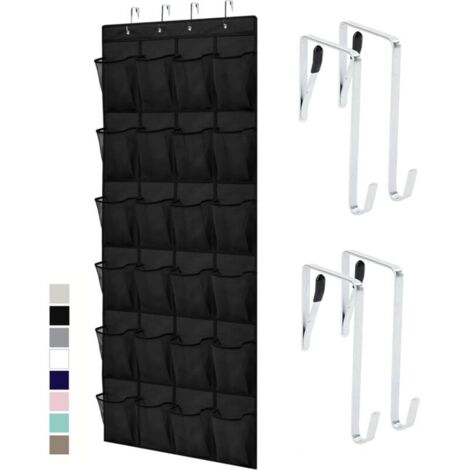 Organiseur de chaussures à suspendre sur la porte, 24 grandes poches en maille respirante, support de rangement suspendu peu e (1/4)