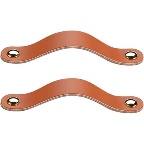 2 Pcs Poignée Meuble Cuir, Bouton Porte Placard Poignee Cuir Bouton de Tiroir, Poignee de Meuble Vintage pour Armoires, Commod (1/4)
