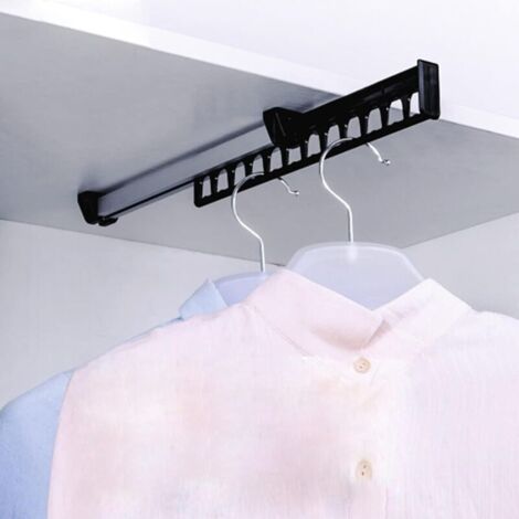 Porte Cintre Coulissant Manteaux Armoire Garde-Robe Extractible Coulissant pour Cintre Support Portemanteau for pour 12 Cintres (1/4)