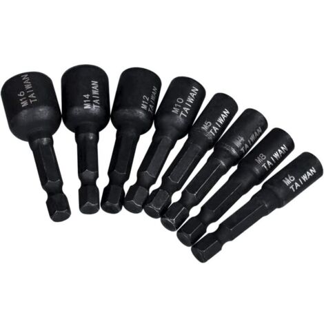8Pcs Adaptateur Douille de Taraud à 1/4" Tige Hexagonale Machine à Tarauder Carré Adaptateur de Taraud Douille Filetée M4/M (1/4)