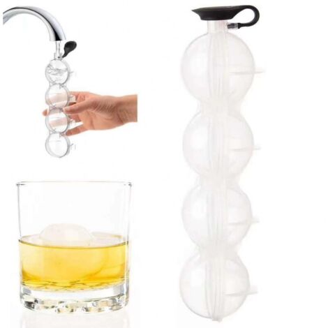 Moule à glaçons en forme de grande sphère pour whisky, 4 boules de glace pour cocktail (1/4)