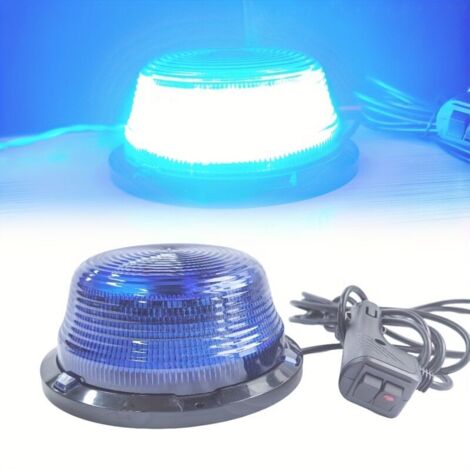Feu de Signalisation Rotatif Rond 90 LED – Clignotant Ambre à Haute Luminosité avec Base Magnétique pour Camions et Véhicul